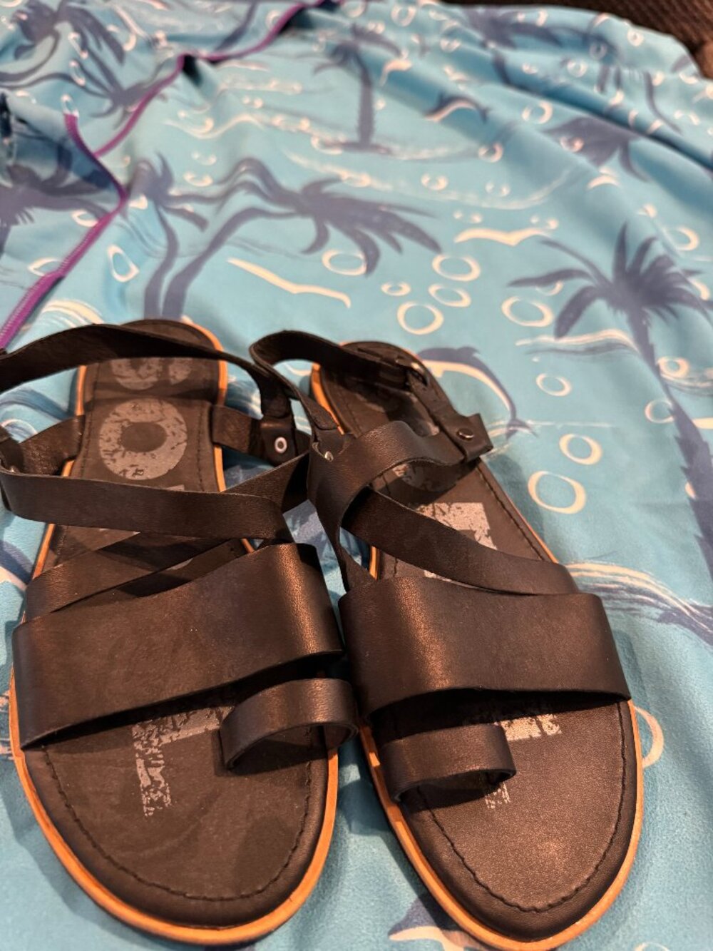 Black Sorel sandals size 8.5